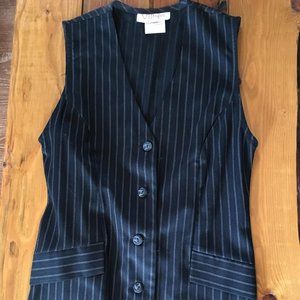 Navy Pinstripe Midi Dress
